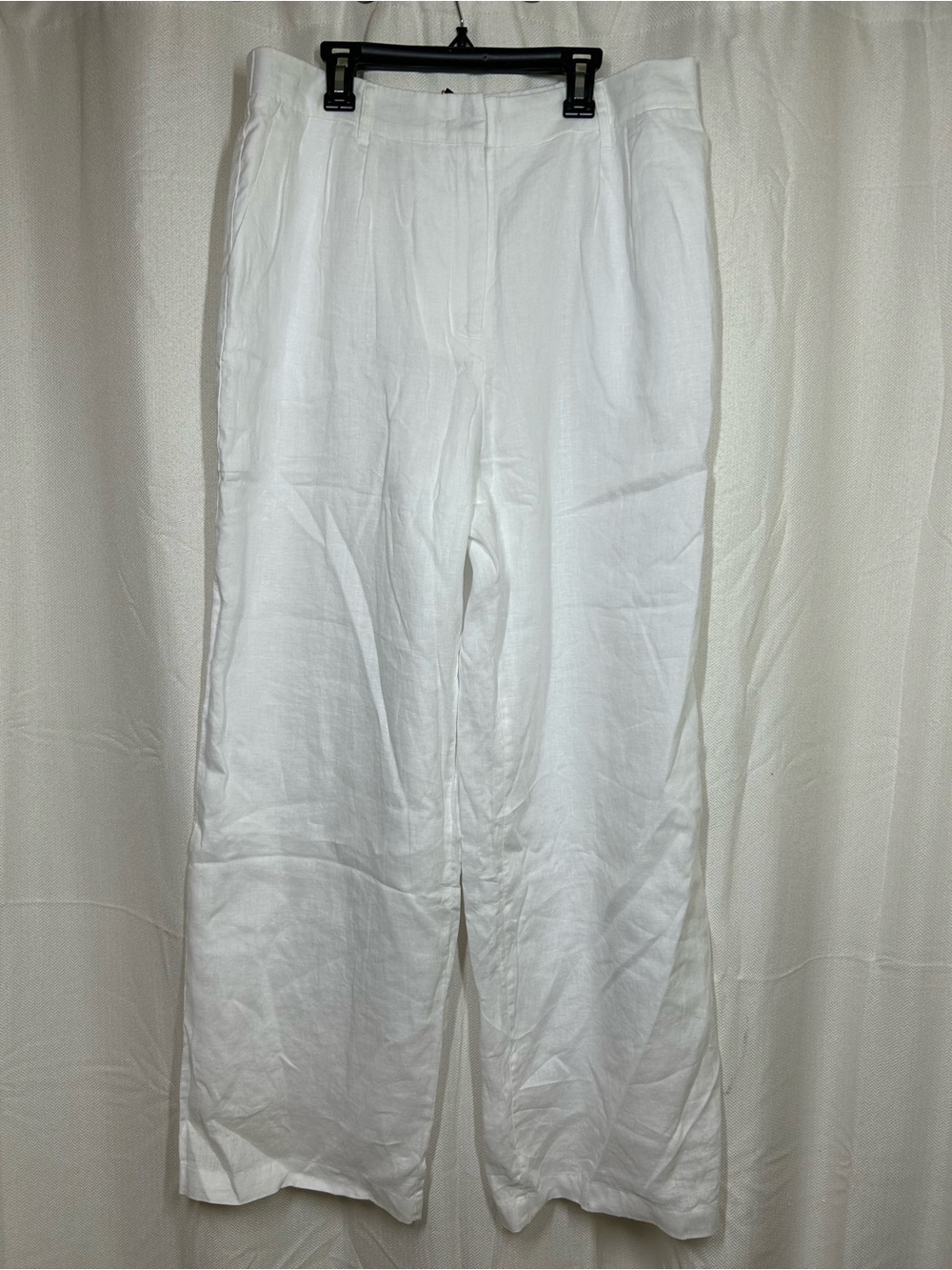 Quince 100% European Linen Pleated Trousers Pants White Size 14 New NWT